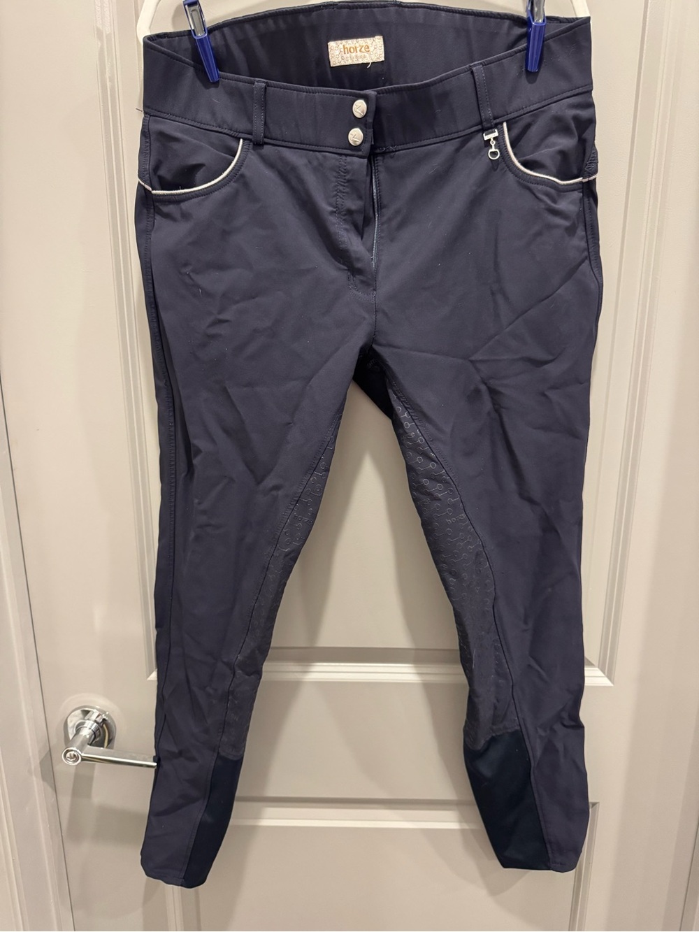 Horze Navy Riding Breeches with Contrast Piping